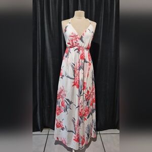 Simple Red and Black Floral Maxi Dress